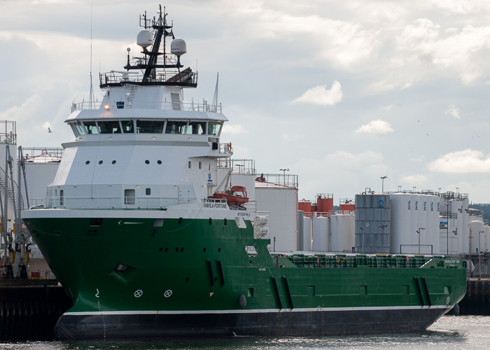 Photograph of the vessel  Havila Fortune pictured at Aberdeen on 10th June 2014