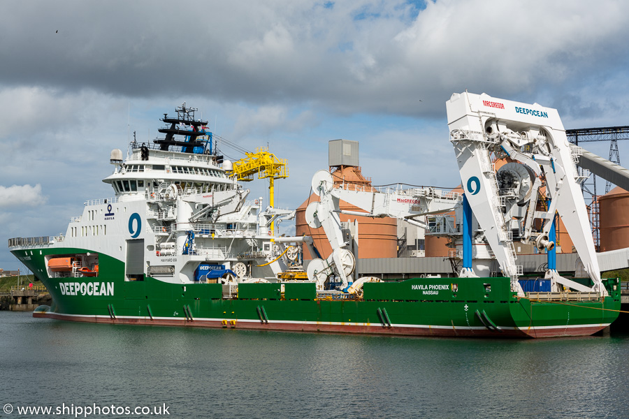Photograph of the vessel  Havila Phoenix pictured at Blyth on 4th September 2019