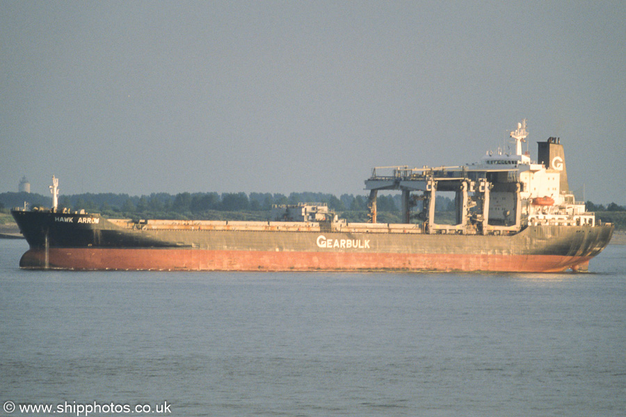 Photograph of the vessel  Hawk Arrow pictured on the Westerschelde passing Vlissingen on 20th June 2002