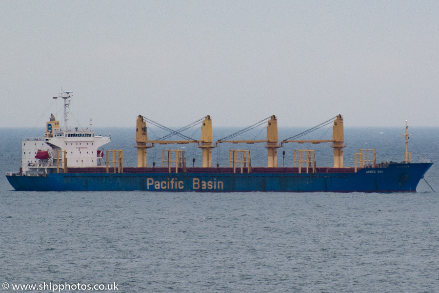 Photograph of the vessel  Hawke Bay pictured at anchor off Tynemouth on 1st January 2015