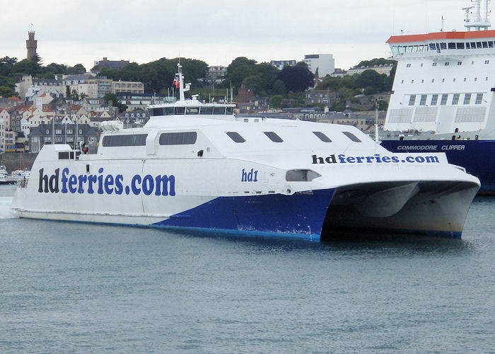 Photograph of the vessel  HD 1 pictured departing St. Peter Port on 18th June 2008