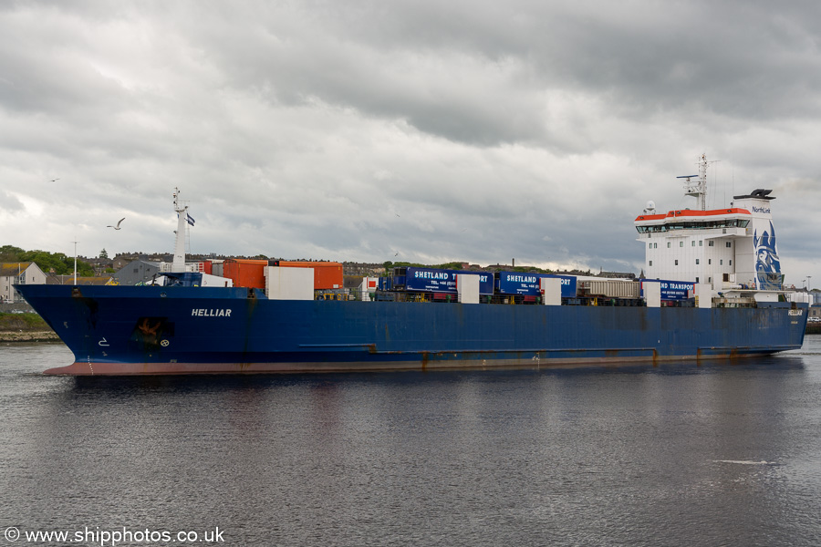 Photograph of the vessel  Helliar pictured departing Aberdeen on 28th May 2019