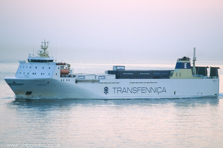 Photograph of the vessel  Heralden pictured on the Westerschelde passing Vlissingen on 21st June 2002