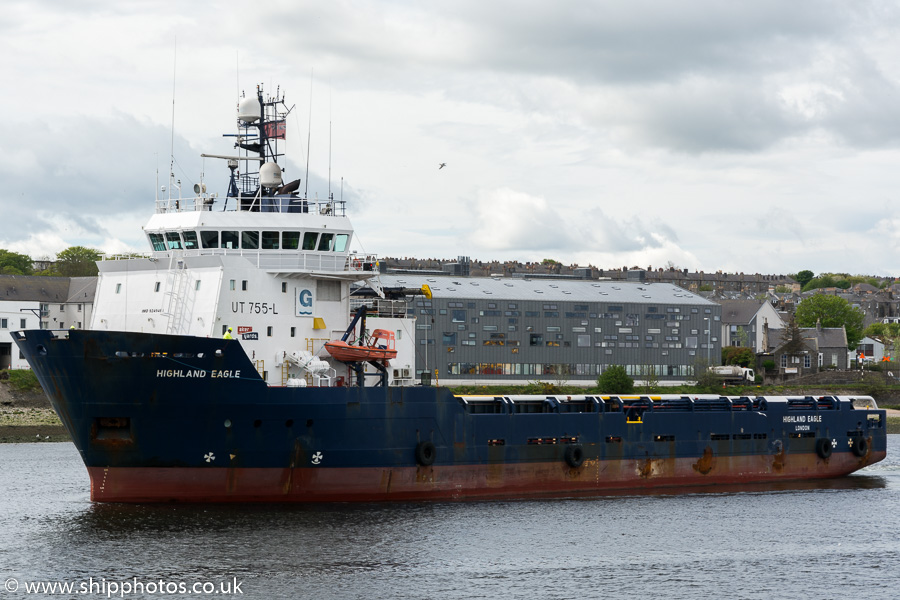 Photograph of the vessel  Highland Eagle pictured departing Aberdeen on 22nd May 2015