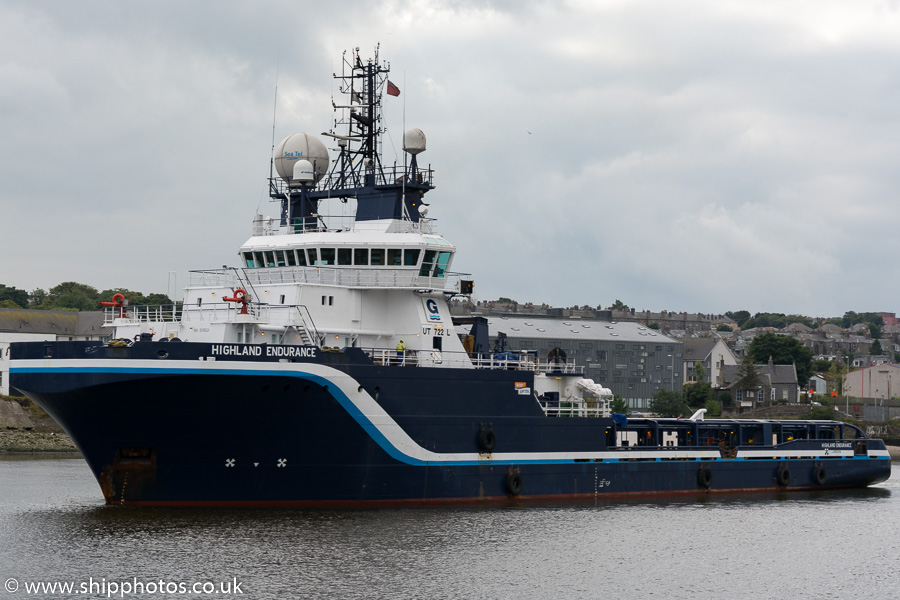 Photograph of the vessel  Highland Endurance pictured departing Aberdeen on 20th September 2015