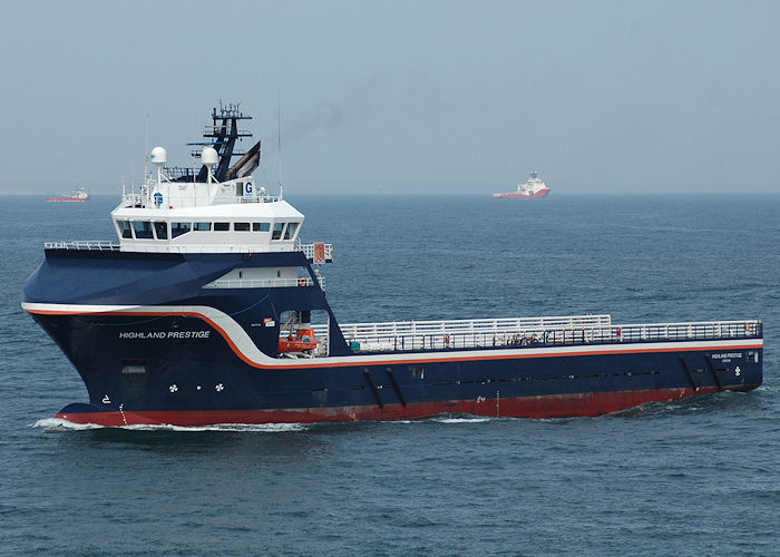 Photograph of the vessel  Highland Prestige pictured arriving at Aberdeen on 29th April 2011