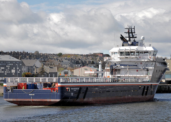 Photograph of the vessel  Highland Prestige pictured arriving at Aberdeen on 13th May 2013