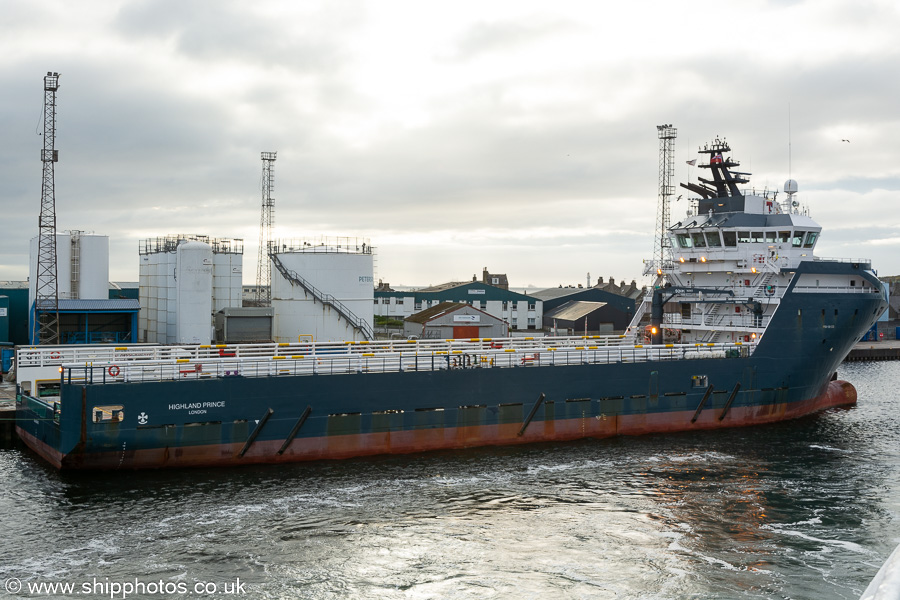 Photograph of the vessel  Highland Prince pictured at Aberdeen on 22nd May 2022