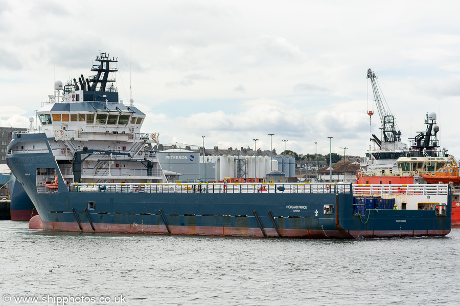 Photograph of the vessel  Highland Prince pictured at Aberdeen on 11th September 2024