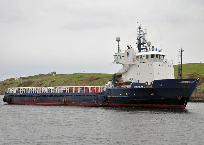 Photograph of the vessel  Highland Star pictured arriving at Aberdeen on 15th May 2013