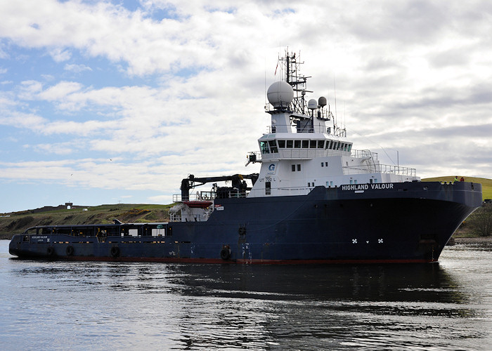 Photograph of the vessel  Highland Valour pictured arriving at Aberdeen on 16th April 2012