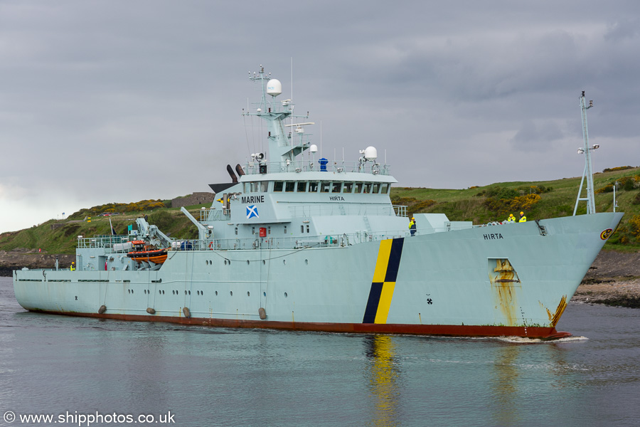 Photograph of the vessel fpv Hirta pictured arriving at Aberdeen on 28th May 2019