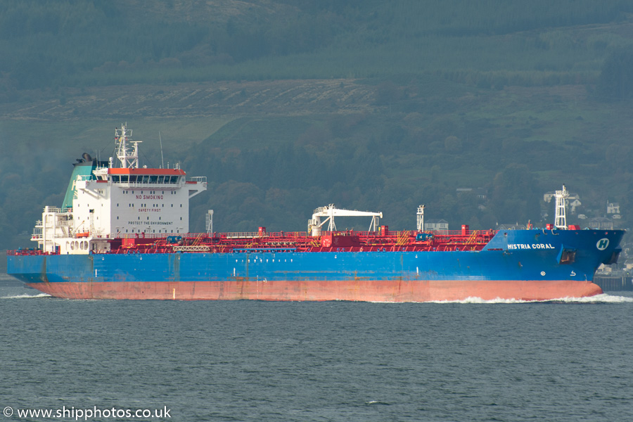 Photograph of the vessel  Histria Coral pictured approaching Loch Long on 19th October 2015
