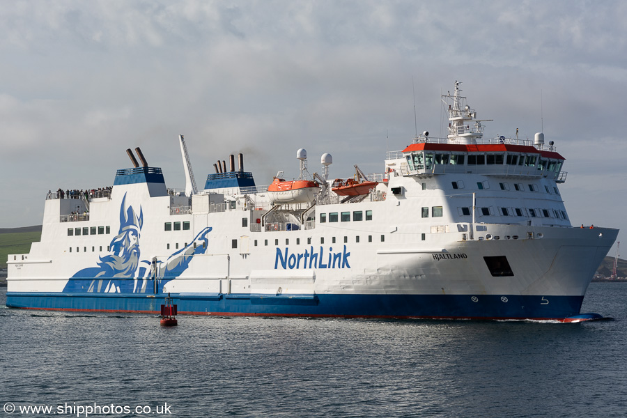 Photograph of the vessel  Hjaltland pictured departing Lerwick on 20th May 2022