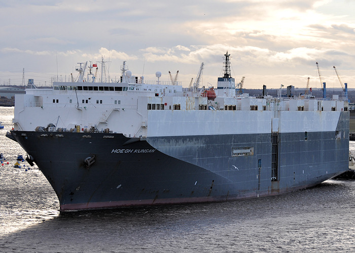 Photograph of the vessel  Hoegh Kunsan pictured departing the River Tyne on 31st December 2012