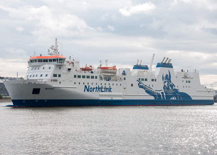 Photograph of the vessel  Hrossey pictured departing Aberdeen on 4th May 2014