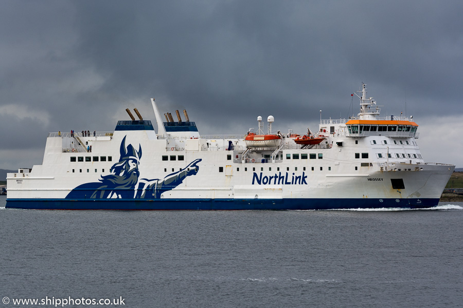 Photograph of the vessel  Hrossey pictured departing Lerwick on 18th May 2015
