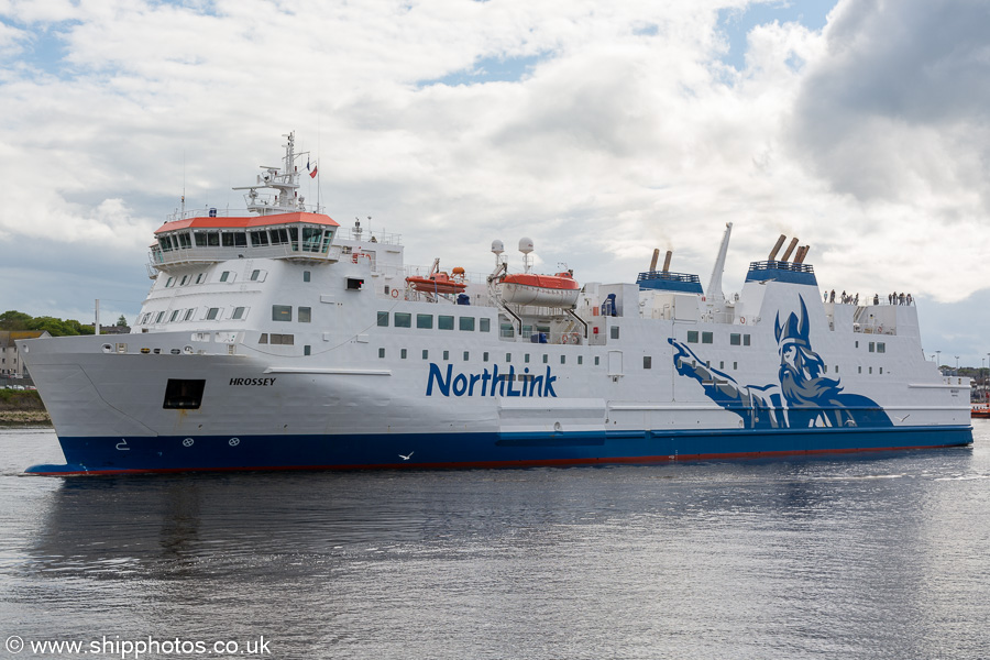 Photograph of the vessel  Hrossey pictured departing Aberdeen on 28th May 2019