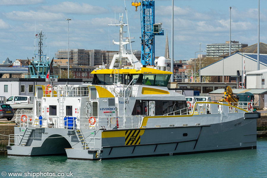 Photograph of the vessel  HST Tenby pictured in Empress Dock, Southampton on 20th April 2024