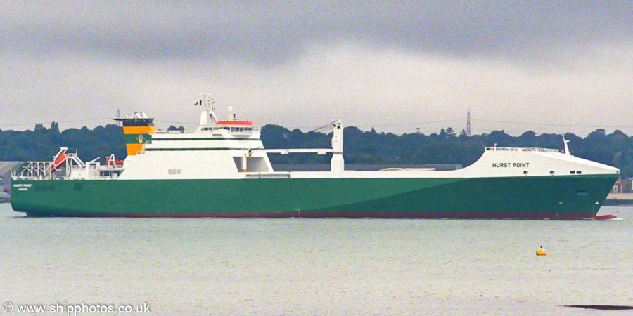 Photograph of the vessel  Hurst Point pictured arriving at Southampton on 30th August 2002
