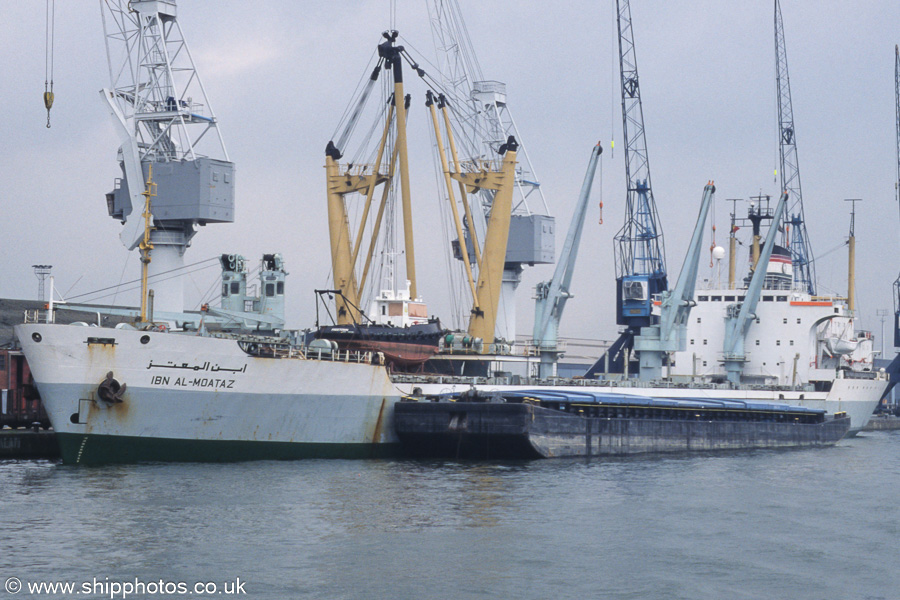 Photograph of the vessel  Ibn Al-Moataz pictured in Churchilldok, Antwerp on 20th June 2002