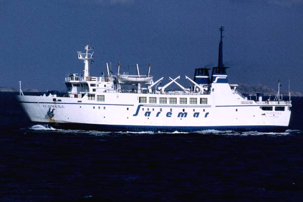 Photograph of the vessel  Ichnusa pictured crossing from Sardinia to Corsica on 31st August 1999