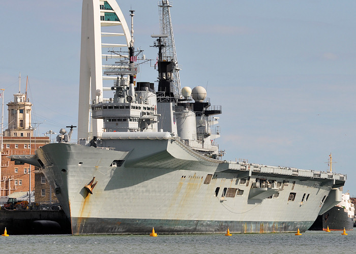 Photograph of the vessel HMS Illustrious pictured in Portsmouth Naval Base on 20th July 2012