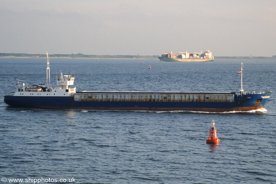 Photograph of the vessel  Ina pictured on the Westerschelde passing Vlissingen on 18th June 2002