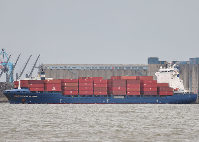Photograph of the vessel  Independent Accord pictured departing Liverpool on 22nd June 2013