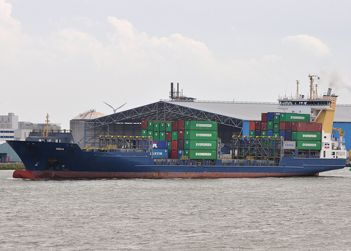 Photograph of the vessel  India pictured passing Vlaardingen on 23rd June 2012