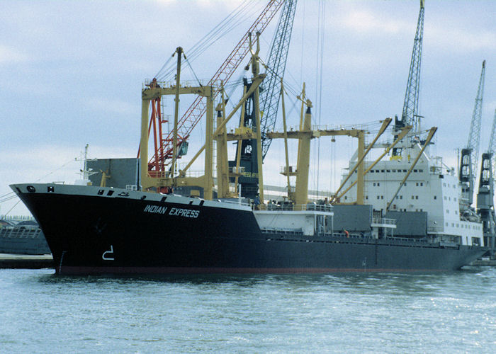 Photograph of the vessel  Indian Express pictured in Antwerp on 19th April 1997