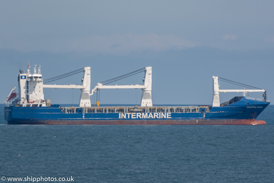 Photograph of the vessel  Industrial Grace pictured at anchor off Tynemouth on 28th May 2016