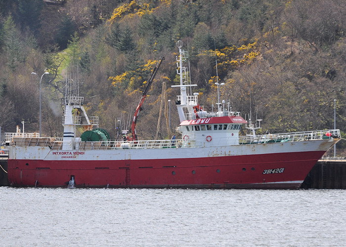 Photograph of the vessel fv Intxorta Mendi pictured at Lochinver on 13th April 2012