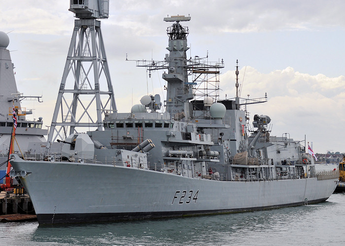 Photograph of the vessel HMS Iron Duke pictured in Portsmouth Naval Base on 6th August 2011