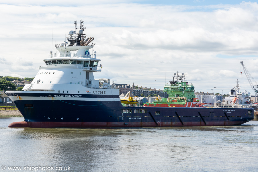 Photograph of the vessel  Island Challenger pictured departing Aberdeen on 9th August 2023