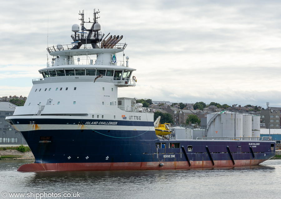 Photograph of the vessel  Island Challenger pictured departing Aberdeen on 9th August 2023