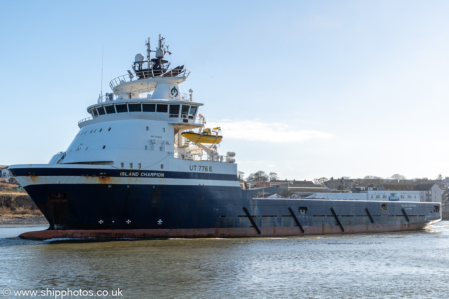 Photograph of the vessel  Island Champion pictured departing Aberdeen on 18th March 2025