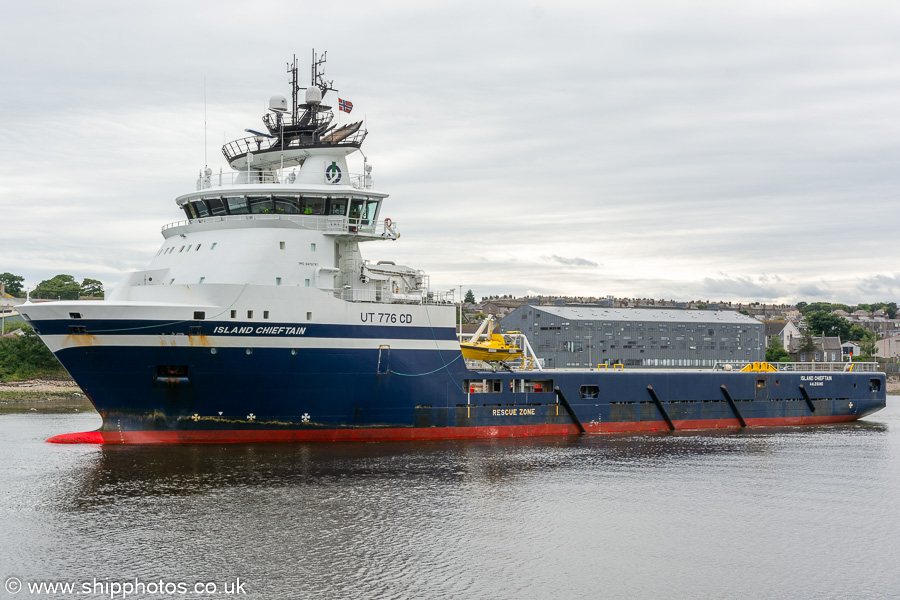 Photograph of the vessel  Island Chieftain pictured departing Aberdeen on 9th August 2023