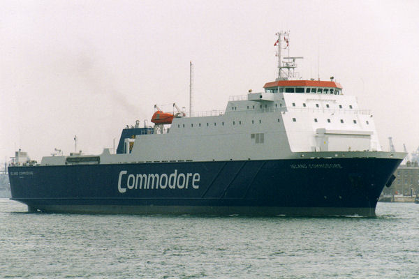Photograph of the vessel  Island Commodore pictured departing Portsmouth on 10th July 1995