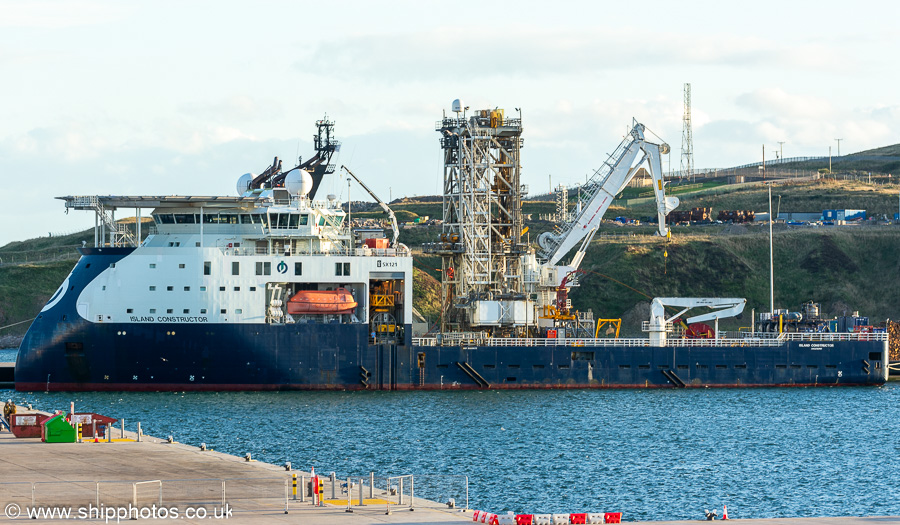 Photograph of the vessel  Island Constructor pictured at Crathes Quay, Aberdeen South Harbour on 10th September 2024