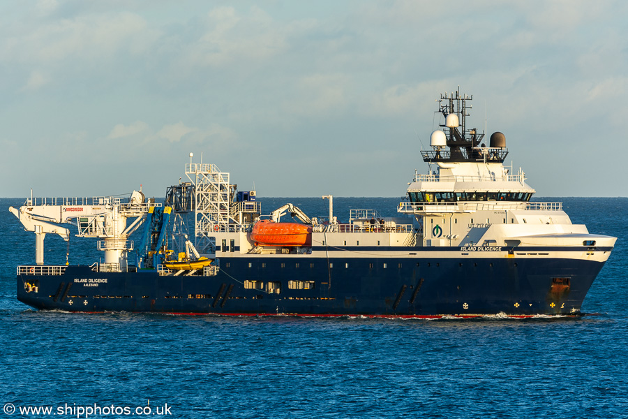 Photograph of the vessel  Island Diligence pictured arriving at Aberdeen South Harbour on 10th September 2024