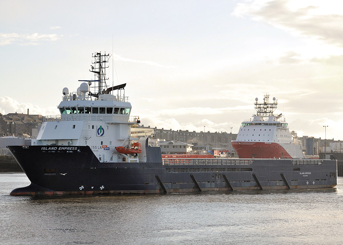 Photograph of the vessel  Island Empress pictured departing Aberdeen on 17th April 2012