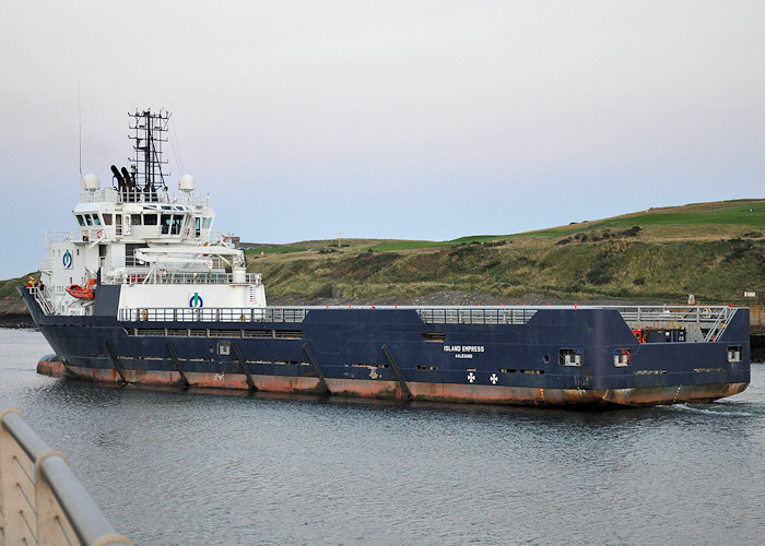 Photograph of the vessel  Island Empress pictured departing Aberdeen on 15th September 2012