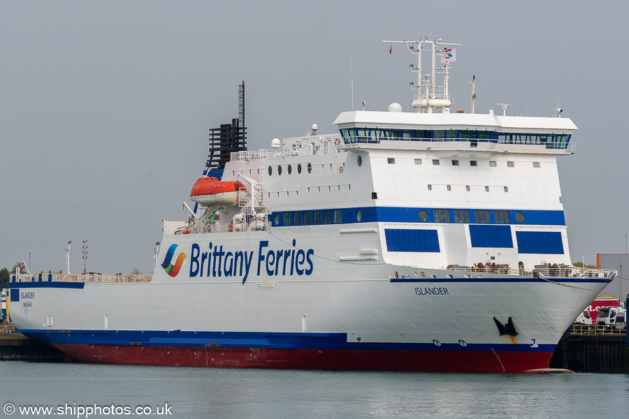 Photograph of the vessel  Islander pictured at Portsmouth International Port on 27th April 2025