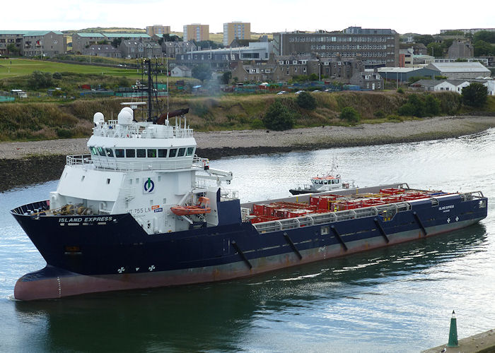 Photograph of the vessel  Island Express pictured departing Aberdeen on 14th September 2013