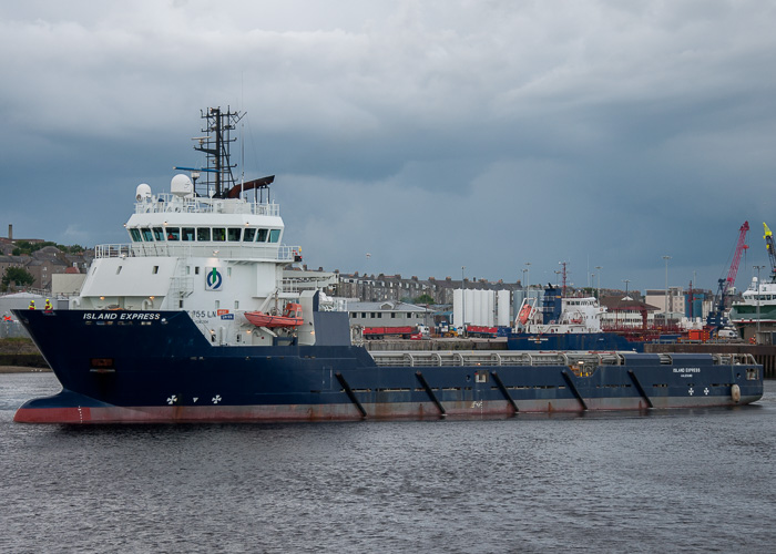 Photograph of the vessel  Island Express pictured departing Aberdeen on 10th June 2014