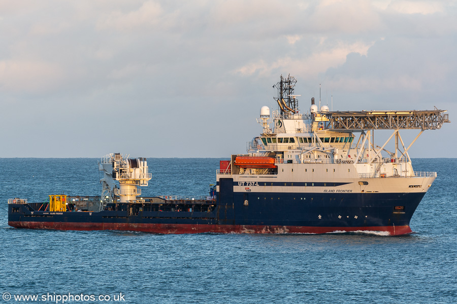 Photograph of the vessel  Island Frontier pictured arriving at Aberdeen South Harbour on 11th September 2024