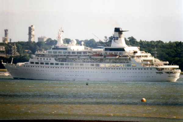  Island Princess pictured departing Southampton on 31st July 1996