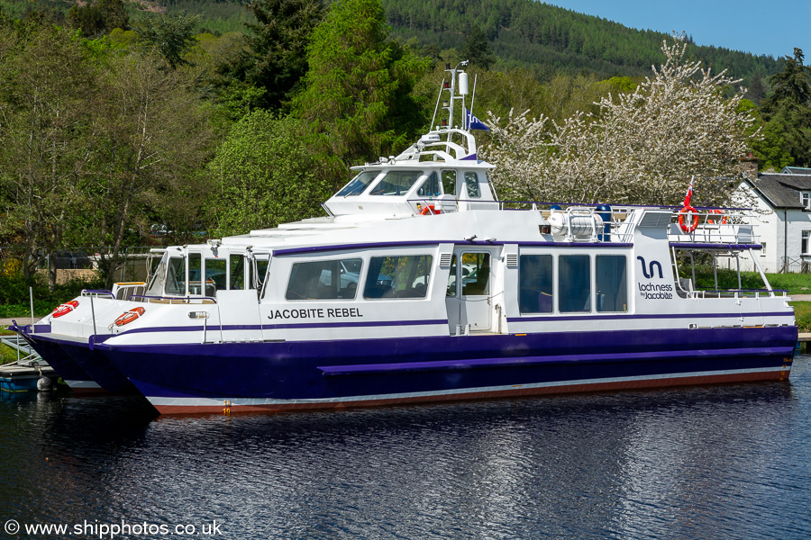 Photograph of the vessel  Jacobite Rebel pictured at Dochgarroch Lock, Caledonian Canal on 11th May 2024
