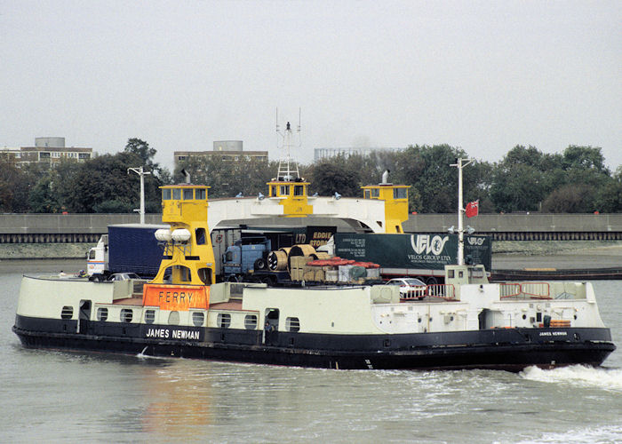 Photograph of the vessel  James Newman pictured crossing the River Thames at Woolwich on 24th September 1997